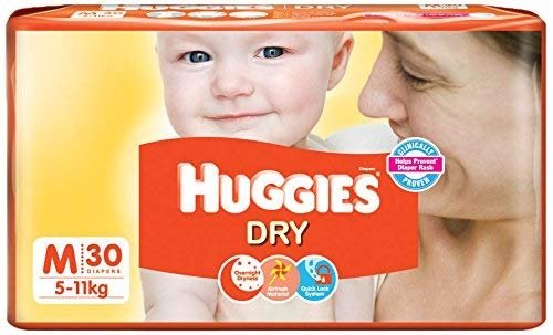 Huggies New Dry Medium Size Diapers, (7.0 kg - 12.0 kg) (30 count )